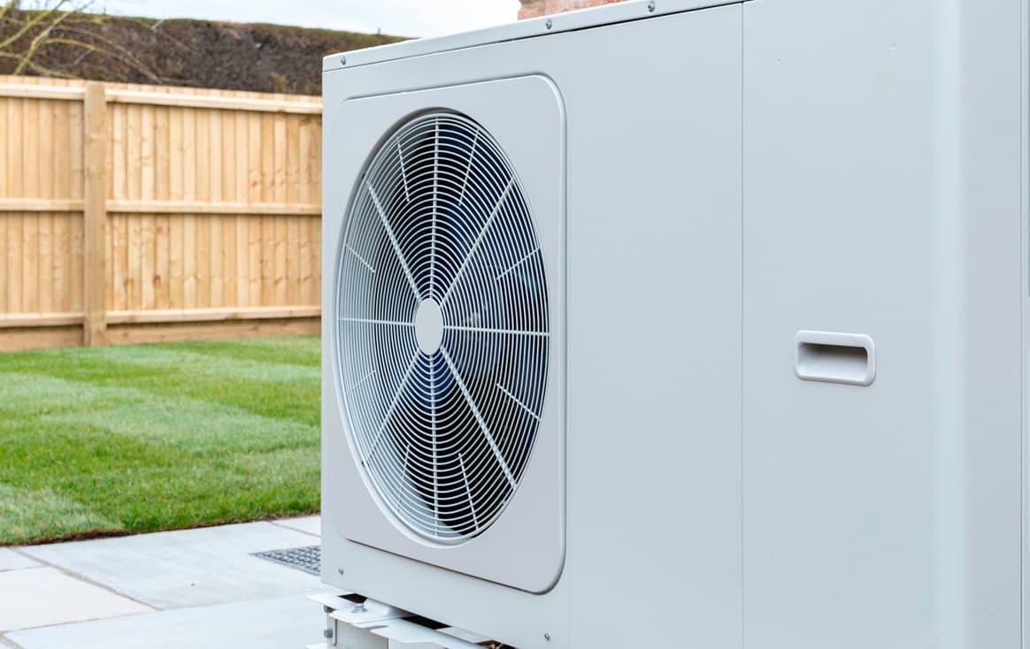 Heat pump in a garden