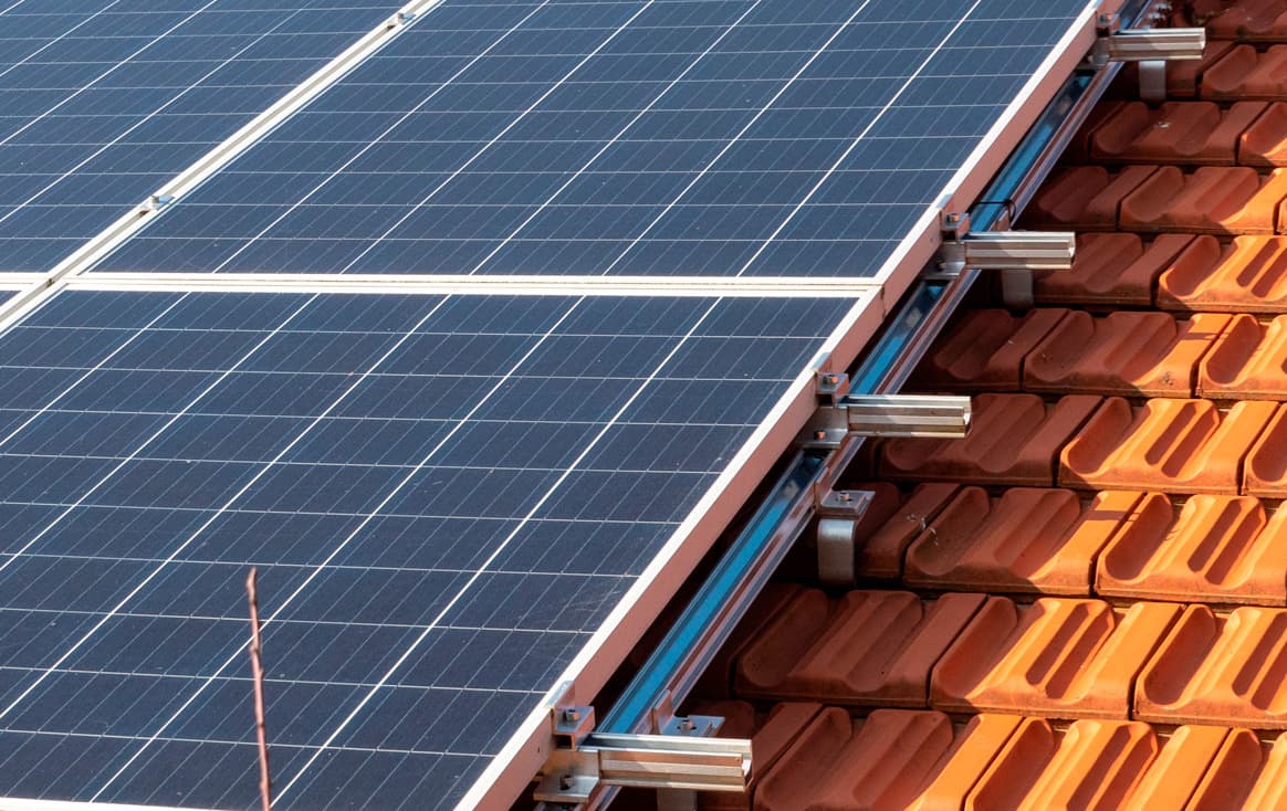 Solar panel on a roof